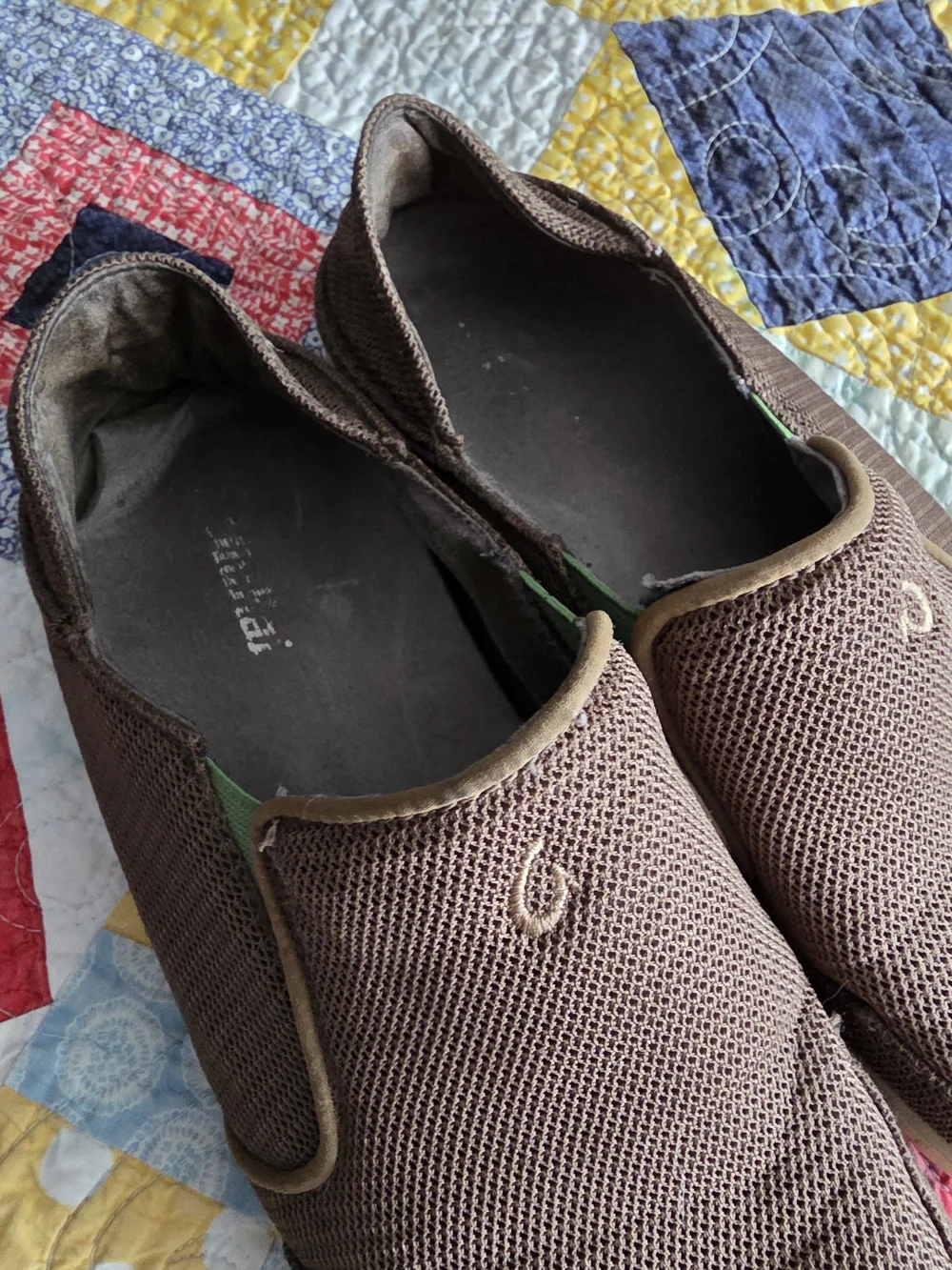 OluKai Men's Brown Mesh Slip-On Loafers